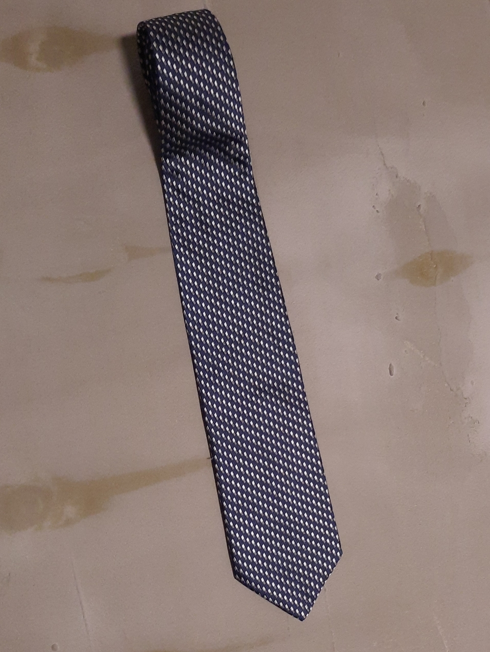 Canali Navy and White Textured Silk Tie